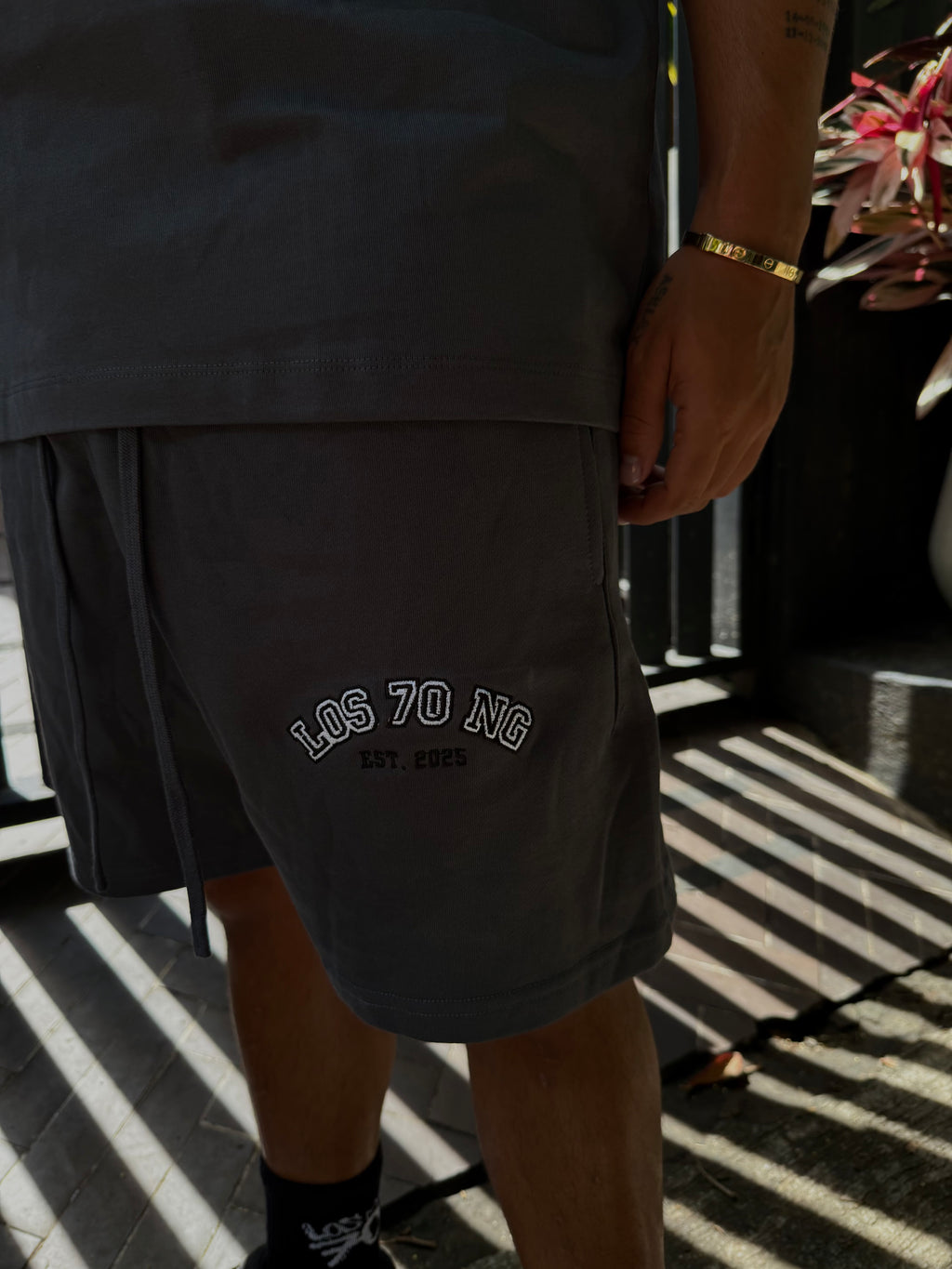 “LOS 70 NG” SHORT PANT SET (GRAY)