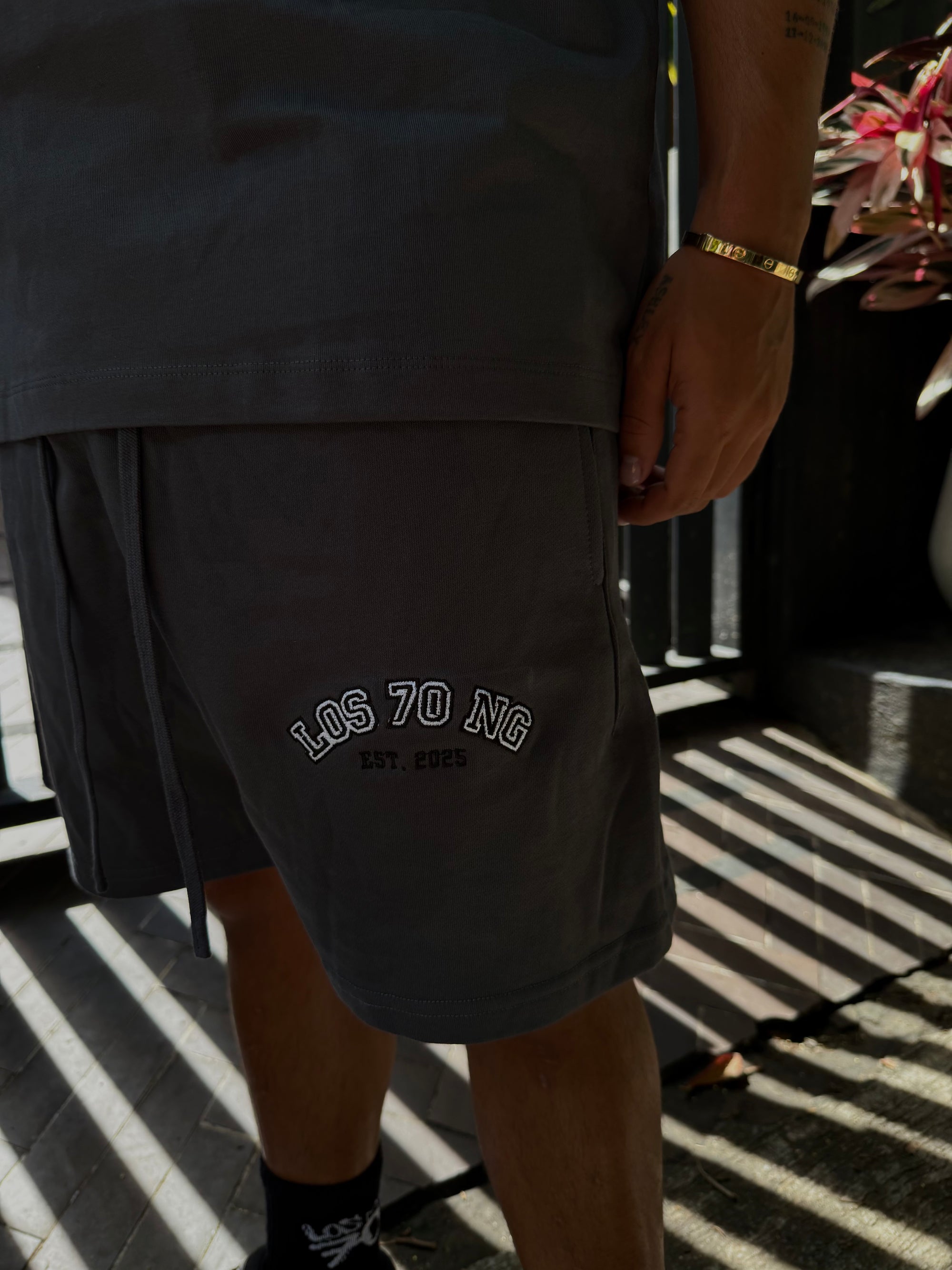 “LOS 70 NG” SHORT PANT SET (GRAY)