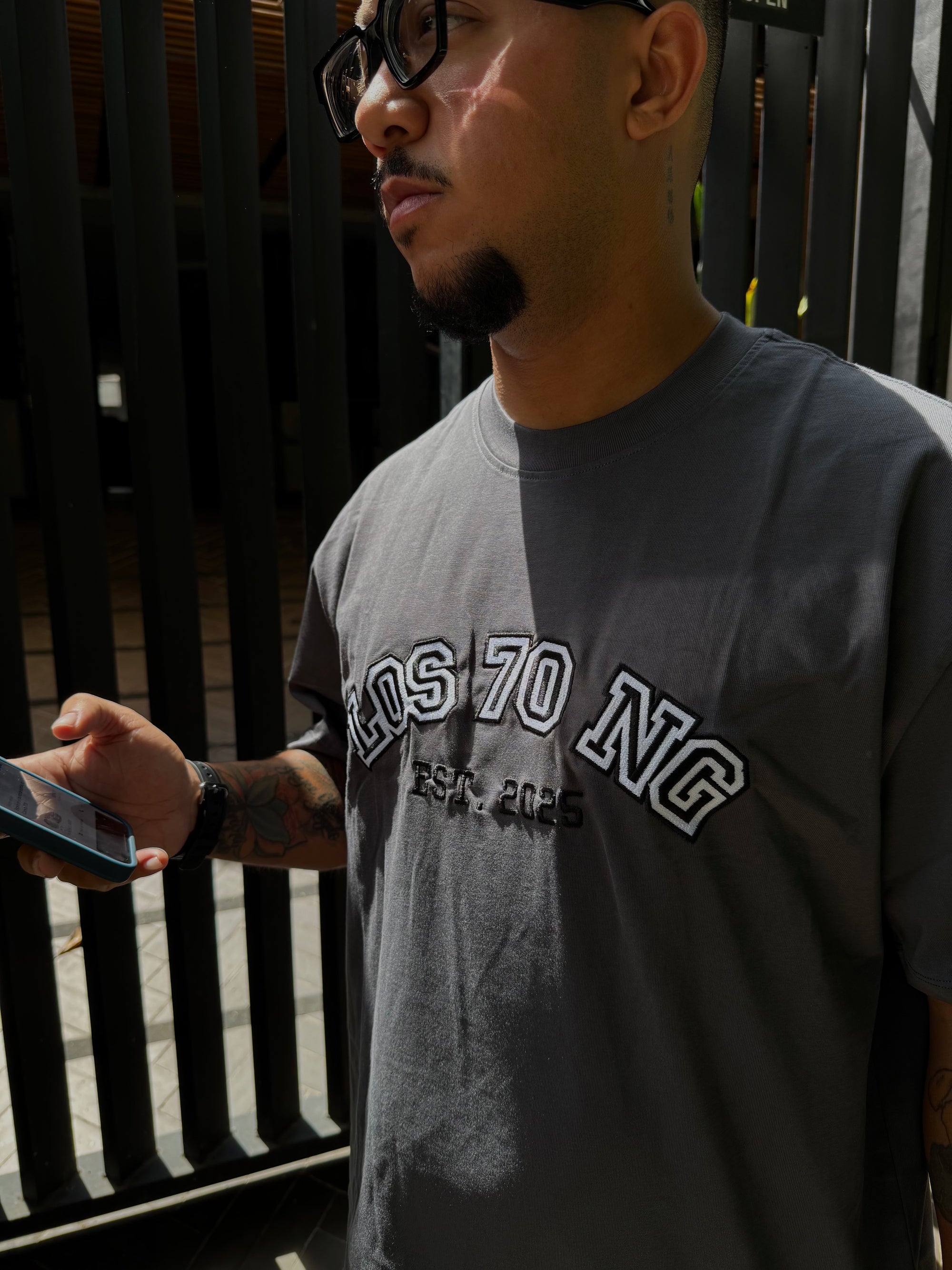 “LOS 70 NG” SHORT PANT SET (GRAY)