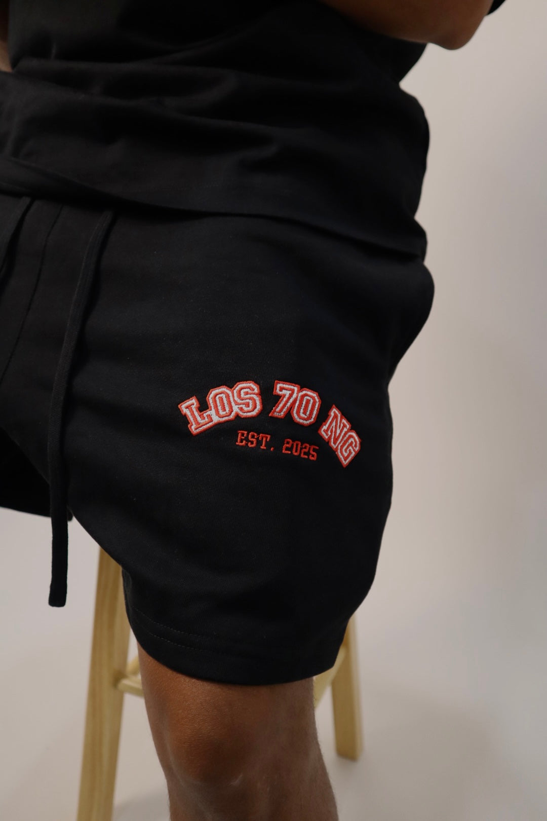 “LOS 70 NG” SHORT PANT SET (BLACK WITH RED)